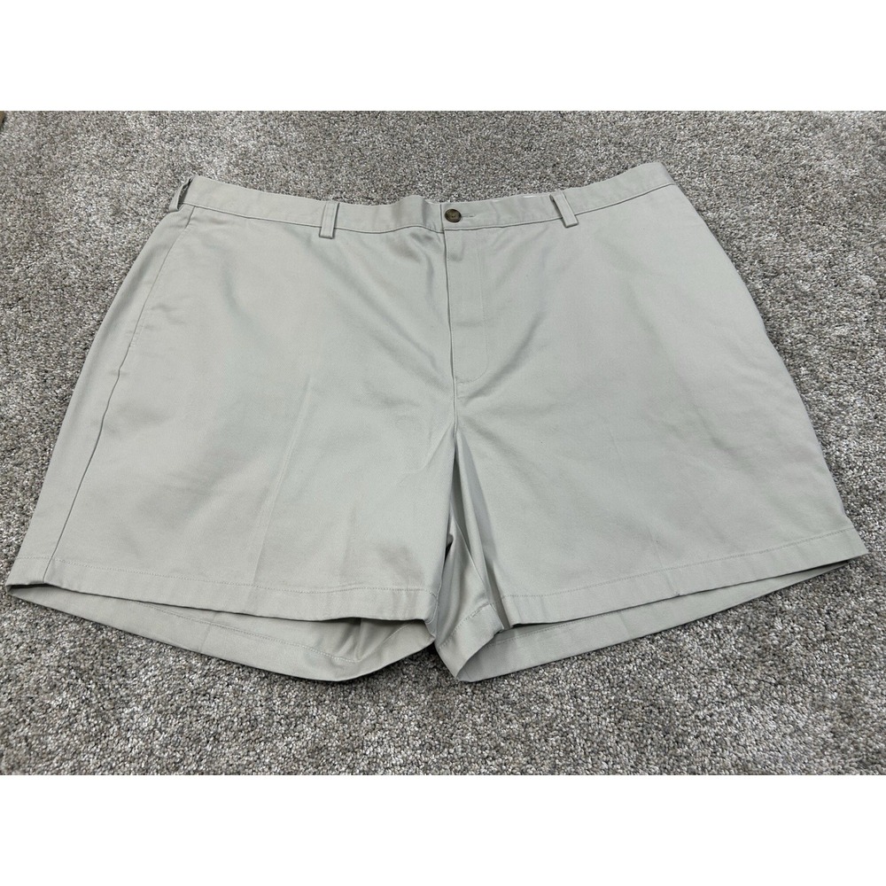 LL Bean Comfort‎ Waist Chino Shorts Mens 44 Khaki Relaxed Fit Flat Front #0423